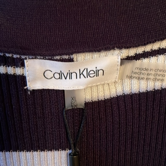 Calvin Klein NWT striped Navy, cream and light blue cardigan XL - Picture 3 of 7